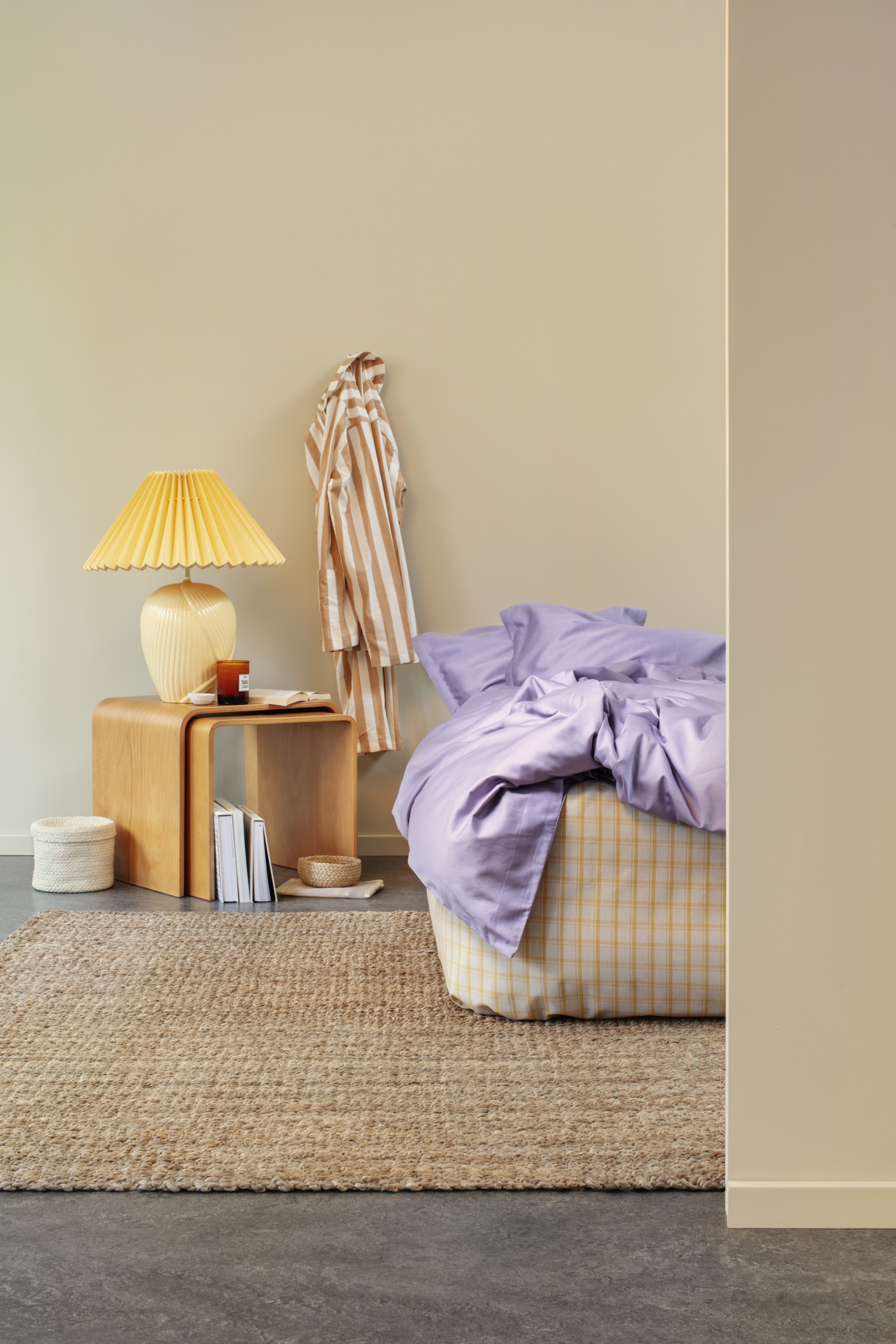 Sovrumsmatta i jute i naturfärg