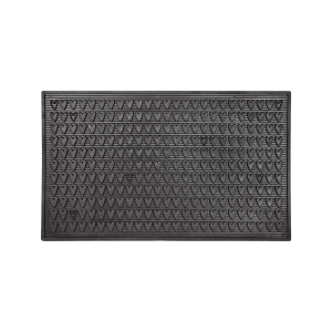 Svart dörrmatta av gummi med design Hjärtan