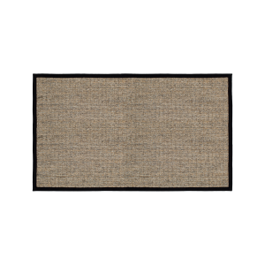Naturmelerad dörrmatta av sisal med svart bomullskant