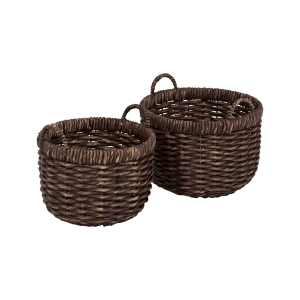 2st runda korgar av brunlaserad vattenhyacinth med twist