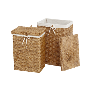 2st rektangulära tvättkorgar av vattenhyacinth