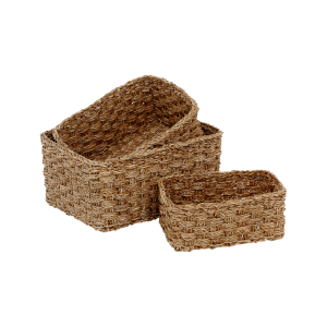 3st låga förvaringskorgar av sjögräs natur