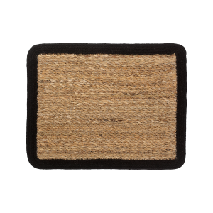 Rektangulär bordstablett av sjögräs med svart jutekant