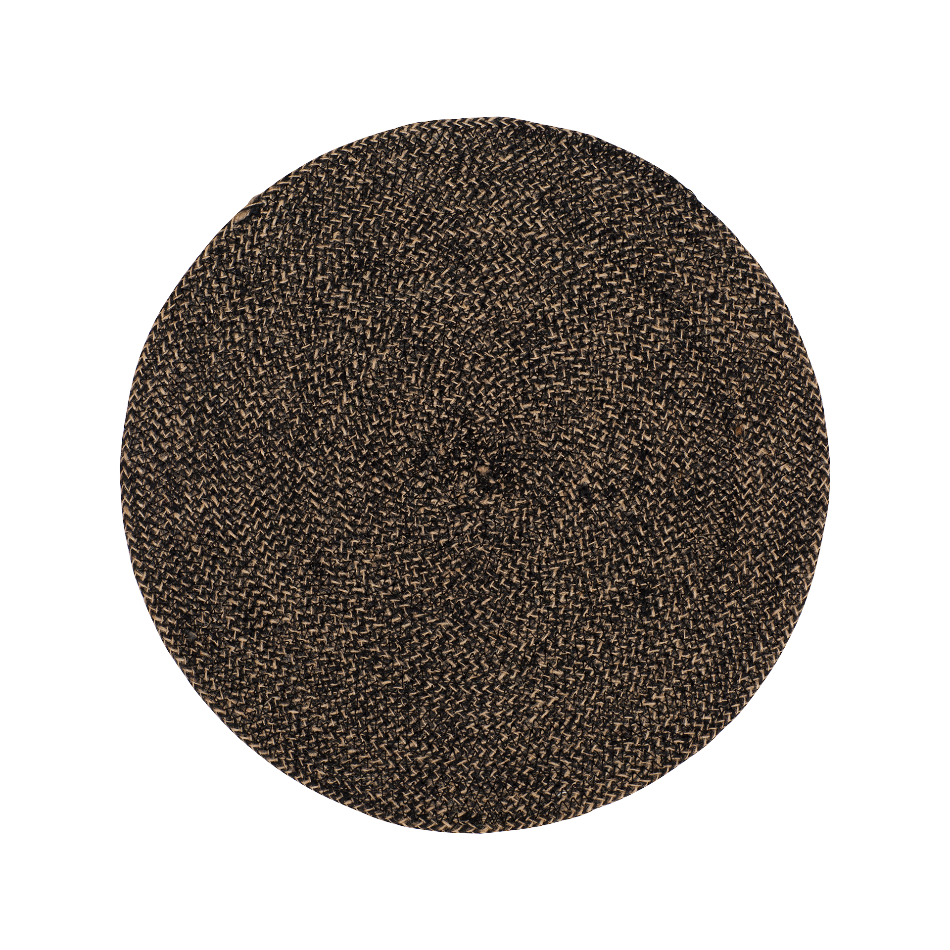 Rund bordstablett Ella svart/natur av jute 