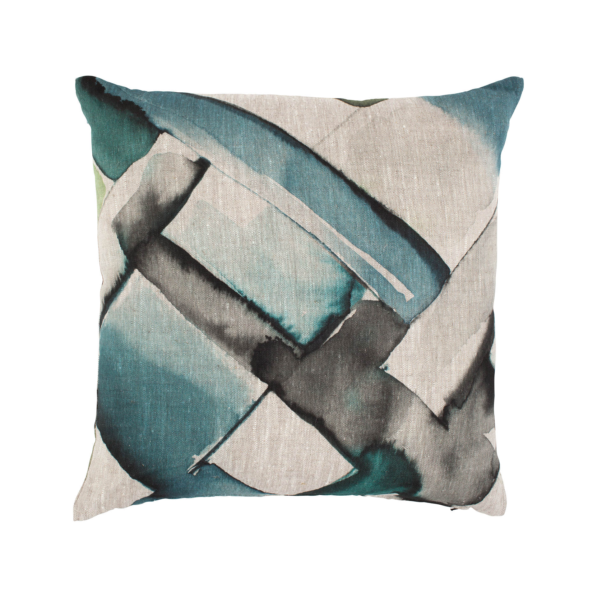 Kuddfodral Fläta i grå/blå toner av lin