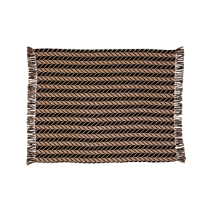 Bomullspläd chevron svart-natur