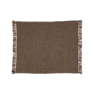 Randig bomullspläd svart-natur