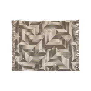 Randig bomullspläd grå-beige