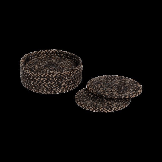 Coaster Ella black/natural d10,5cm